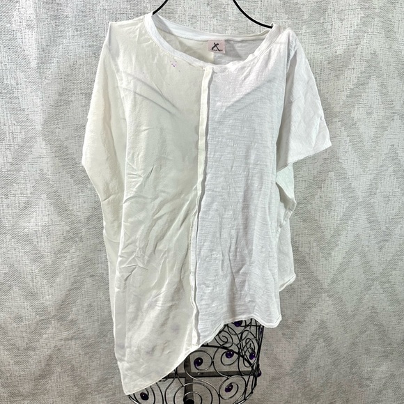 Cinq a sept white asymmetrical hem white t-shirt - Picture 1 of 7
